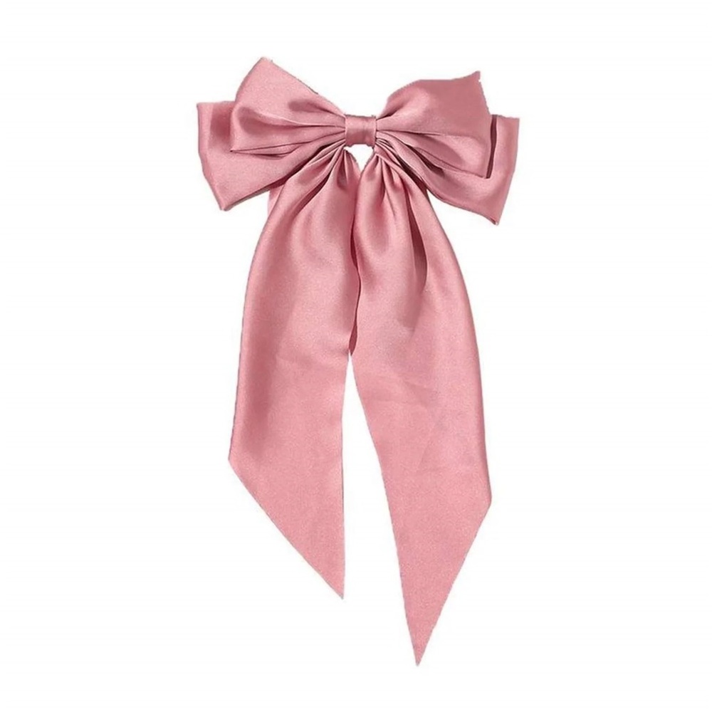 Oversized Pink Satin Ribbon Bow Hair Clip - Picture 2 of 5